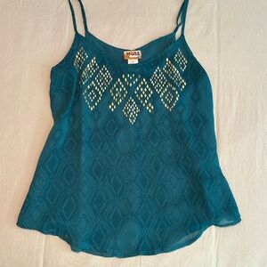 Mudd Women's Teal Geometric Tank Top
